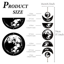 CREATCABIN Moon Phases Wall Decoration Oho Wall Hanging Decor Wooden Wall Art Long Display Bedroom Living Room Door Flat Business Ornament Decoration Gift Housewarming Party Moon Surface 79 x 16 cm