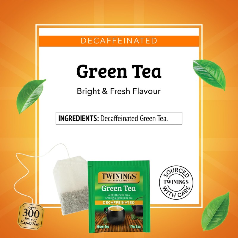 Twinings Decaffeinated Green Tea Individually Wrapped Bags, 20 Count (Pack