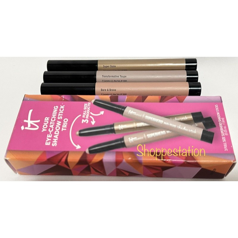 IT Cosmetics Superhero Shadow Stick Trio Shade Super Slate, Taupe,