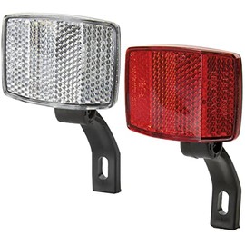 cyclingcolors Bicycle Reflector Set White Front + Red Rear Road Bike MTB Front Reflector Rear Reflector Plastic Holder