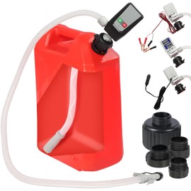Fuel Transfer Pump with Auto-Stop, AA Battery Powered/DC 3 Power Modes, Extra Long Hose with Tank Adapter for Most Gas Cans, Portable Liquid Pump for Gasoline, Diesel Fuel, Oil& More at 3.2GPM