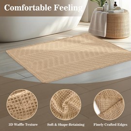 LiLIN YOU Waffle Bath Mat Boho Bathroom Rugs Non Slip Washable Super Absorbent Quick Dry Bathroom Floor Mat Ultra Soft Bath Rugs with Tassels, 24" x 36", Brown