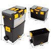 Rolling Tool Box with Wheels, Foldable Comfort Handle, and Removable