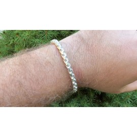 hermes link Real 925 Sterling Silver 5mm Men's Hollow Puff Box Rolo Hermes Link Bracelet - 8.5"