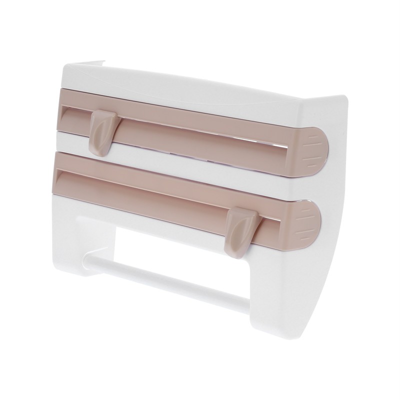 Plastic Wrap Storage Rack Cling Film Dispenser Cutter Paper Towel