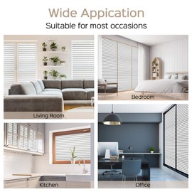 rabbitgoo Privacy Window Film Non Adhesive Frosted Glass Film for Bathroom, Static Cling Removable Window Sticker for Home Security, Anti-UV Opaque Window Covering, Blinds Pattern, 35.4 x 118 inches