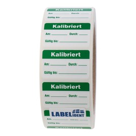 Labelident Quality Assurance Labels – Calibrated – 38 x 23 mm – 1,000 QS Labels on Roll, Polyethylene White, Removable