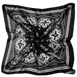 JIYIN Women's Silk Scarves, 90 x 90 cm, Soft Square Silk Scarf, Women's Silk Scarves, Neck Headscarf, Women's Decoration, Headwear, Gift for Women, black