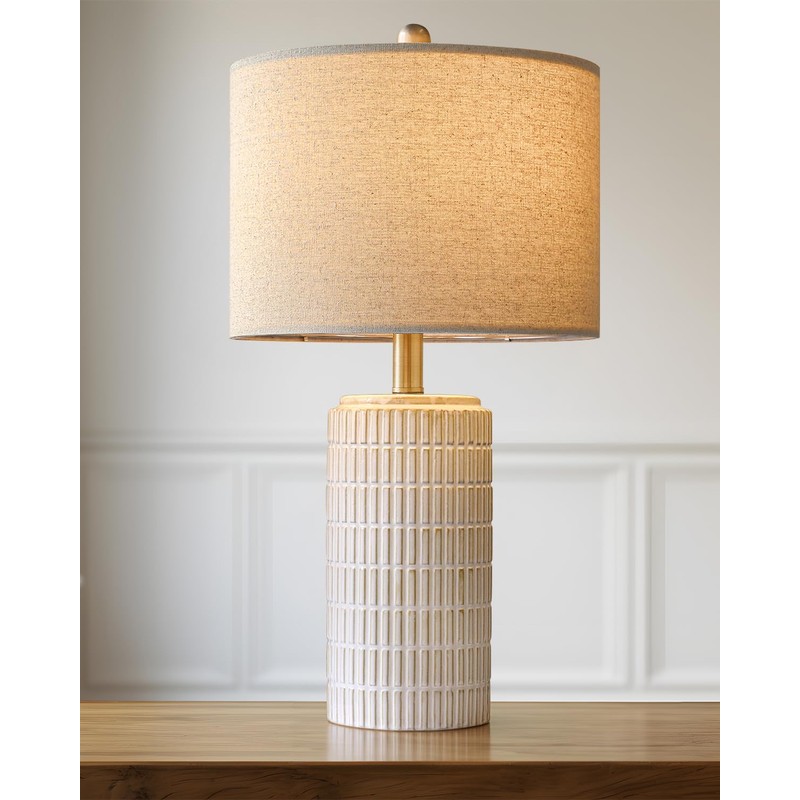 PoKat 23'' Bedside Table Lamp for Bedroom Nightstand - Ceramic