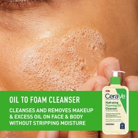 CeraVe Hydrating Foaming Oil Cleanser Wash with Squalane Oil, Triglyceride, Hyaluronic Acid and Ceramides | For Dry to Very Dry Skin | 8 Oz