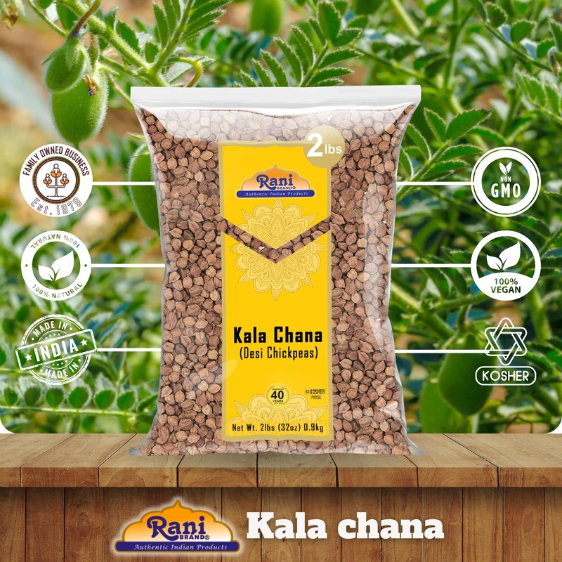 Rani Kala Chana (Desi Chickpeas Chana with skin) 32oz (2lbs)
