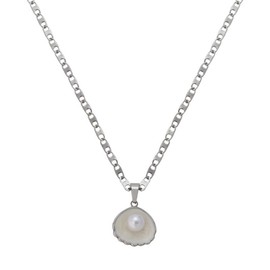 Evry Jewels Meribella Necklace – Reversible Shell Charm Necklace – Beachy Vibes Jewelry for Women – Perfect for Summer:_Mother of Pearl_Silver