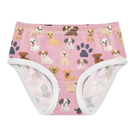 J JOYSAY Cute Puppies Dogs Pink Girls' Underwear Cotton Comfort Briefs Soft Toddler Tag-Free Panties for Girls Kids 2T