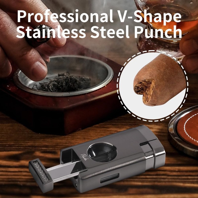 Cigar Torch Lighter, Triple Jet Flame Refillable Butane Lighters with