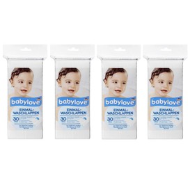 babylove Disposable Face Cloths Pack of 4 (4 x 30 Pieces)