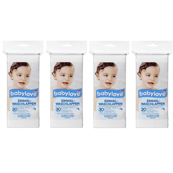 babylove Disposable Face Cloths Pack of 4 (4 x 30