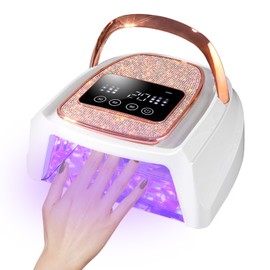 Cordless Rechargeable Nail Lamp 288W, Rechargeable UV Nail Dryer Gel Polish Curing Light with 4 Timers, Magnetic Metal Mirror Base, Continuous Use Up to 4-5 Hours