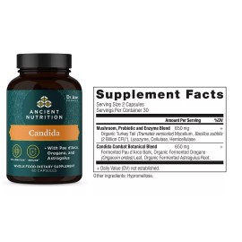 Ancient Nutrition Dr Axe Gut Health Supplement 60 Candida Capsules, Provides Constipation Relief