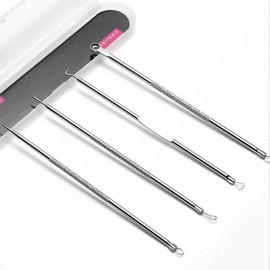 Extractor, squeezing tool, sebum removal, dermatology, sebum extraction, face, nose, milia, blackhead removal, 4-piece set / 압출기 짜는 도구 피지제거 피부과 피지압출 얼굴 코 좁쌀 블랙헤드 제거 4종 세트