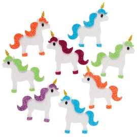 Baker Ross FE272 Unicorn Glitter Foam Stickers - Pack of 100, Kids Stickers, Ideal for Children's Arts and Crafts Projects, Great for Card Making and Scrapbook Supplies