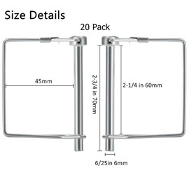 ZOOFOX 20 Pieces Trailer Coupler Pin, Heavy-Duty PTO Shaft Locking Pin Set, Square Wire Locking Pin for Farm Trailers Wagons Towing, Lawn and Hitches, 6/25" x 2-3/4"