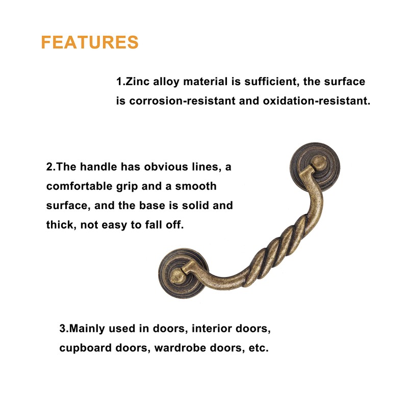 binifiMux 2-Pack 4.25" Vintage Cabinet Pulls Bronze Tone for Doors