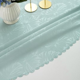EFFICINATURE Round Tablecloth 60 Inch Jacquard Table Cloths Waterproof Washable Wrinkle Free Leaves Soft Fabric Table Cover for 20-48”Table-Dinning Outdoor Birthday Party Kitchen & Table Linens(Aqua)
