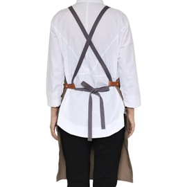 NEOVIVA Stylish Shop Apron for Women Men with Multi-Purpose Tool Pockets and Adjustable Cross-Back Straps, Functional Uniform Apron for Everyday Occasion (Indian Latte Tan)
