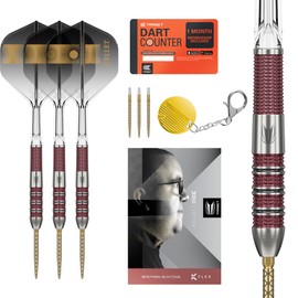 Target Darts Stephen Bunting 95K Dart Set with Swiss Point Steel Points, 18 g | K-Flex Flights and Shafts, The Bullet, Player Edition Darts Made of 95% Tungsten Gold DX Replacement Points