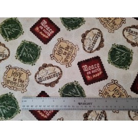 VIP Homespun Holiday BTY Christine Adolph VIP Red Green Ecru Sayings Blocks