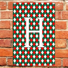 Autravelco Initial Letter H Decorative Metal Tin Sign Custom Gate Signs Monogram Buffalo Check Home Decor Aluminum Metal Sign for Kitchen Indoor Bedroom 12x18in