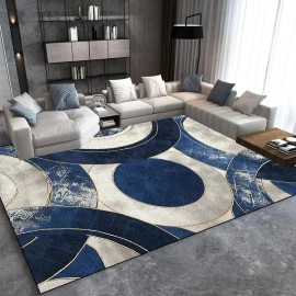 Modern Light Luxury Large Carpet for Living Room Home Decoration Sofa Area Rugs Non-slip Bedroom Rug Washable Door Matsize: 100*160cm, color: Golden black and white