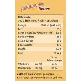 Erdmandel-Flocken - ballaststoffreich, 250 g • auch bei Nuss- und Mandelunverträglichkeit • natürlich reich an Vitamin E und Magnesium