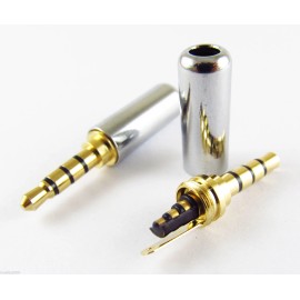 DC Pro Audio 4 Pole 3.5mm Male Repair headphone TRRS Plug Metal Audio Soldering Gold Platted.