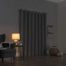 Sun Zero Brooks Burlap Weave Thermal Extreme Total Blackout Grommet Curtain Panel, 52" x 96", Gray