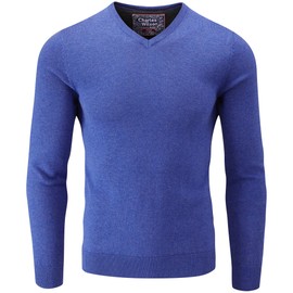 Charles Wilson Men's Fine Knit Cotton V-Neck Jumper (M, Blue (0422))