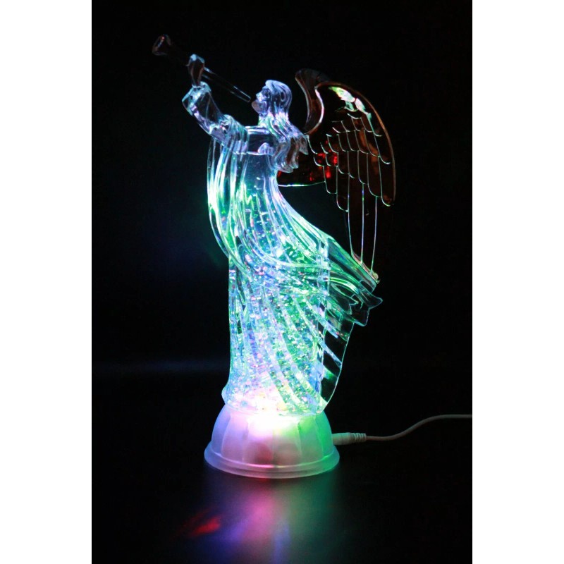 Angel with Trumpet, LED Lighted Sparkling Multi-Color Changing Home Decorative