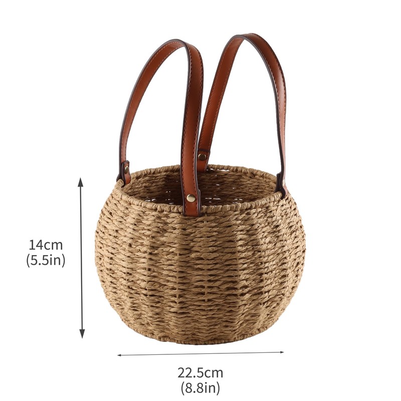 Farmhouse Egg Basket,Large Egg Collecting Basket with Handle,Round Wicker Egg
