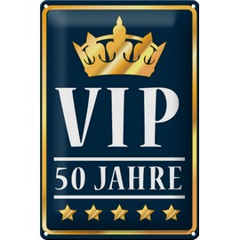 Tin Sign 20 x 30 cm – Made in Germany – VIP 50th Anniversary Celebration Metal Decorative Sign