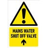Mains water shut off valve, arrow pointing up, safety sign - 3mm Aluminium sign (300mm x 200mm)