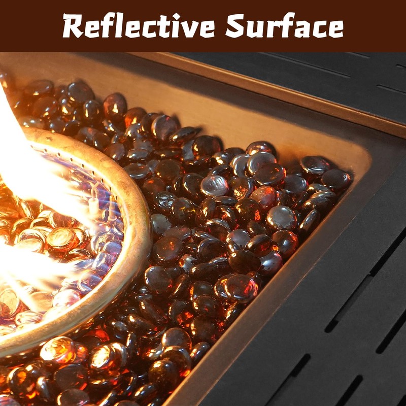 vchin Fire Glass Rocks, Amber Beads for Propane Fire Pit,