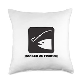 Cool Outdoors Fishing "Hooked on Fishing" Throw Pillow