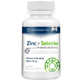 HEALTHADDICTION - Zinc + Selenio MAX - Suplemento Alimenticio con Minerales Esenciales - Apoyo Nutricional Diario - Cápsulas de 400 mg - Libre de Aditivos Artificiales (120 Cápsulas 500mg)