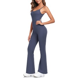 GymNatural - Overol sin mangas para mujer, ajustable, con pantalones largos de espagueti, Azul, Small