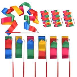 12pcs Rhythmic Dance Ribbons Stremer Training Equipment for Artistic Dancing Gymnastics, Kids Dancing, Talent Shows