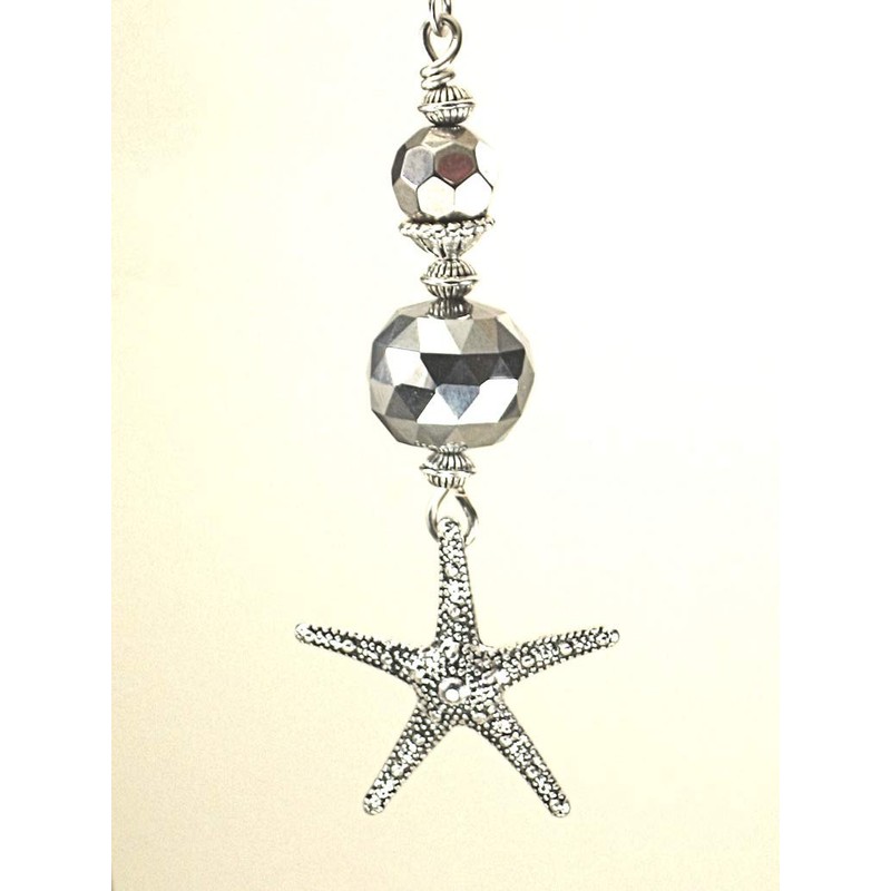 Silver Textured Starfish, Pebbled Silvery Coin Shape, & Faceted Silver