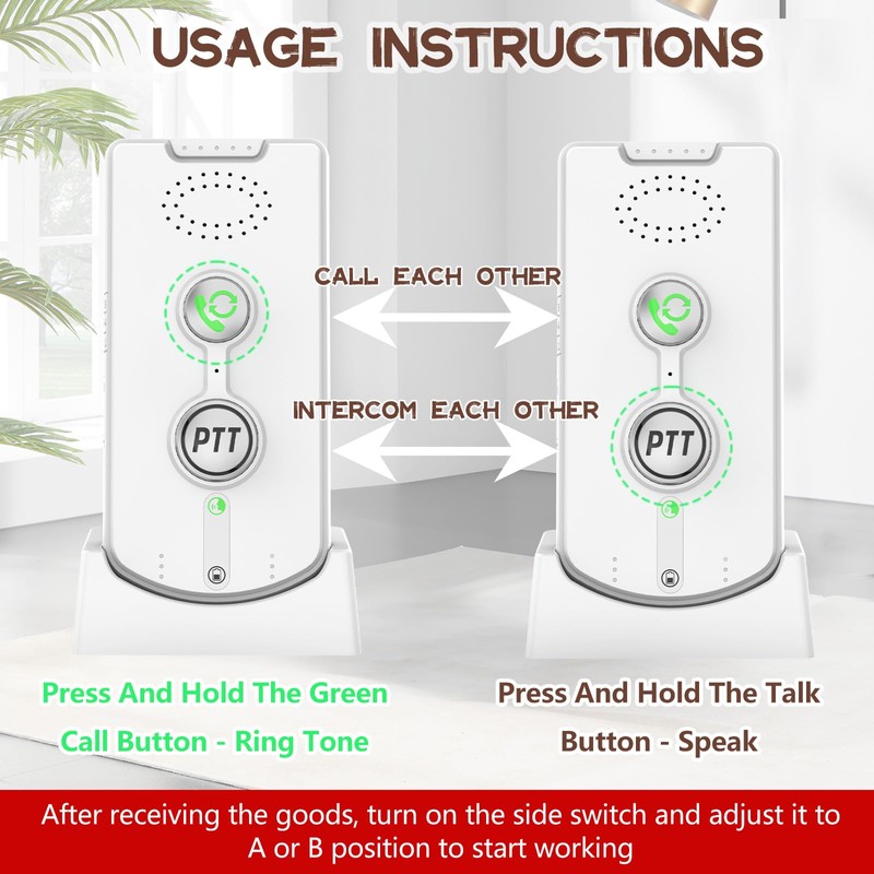 2-Way Call Wireless Voice Intercom System 1000 m, Intelligent Voice