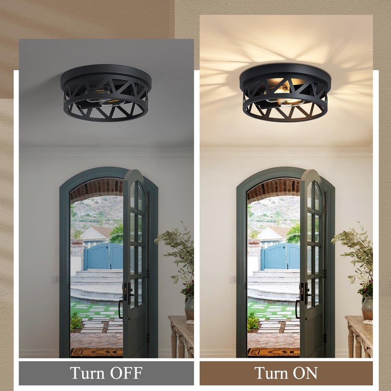 DPXEKQ Black Flush Mount Ceiling Light Fixture,2-Light Hallway Light Fixtures