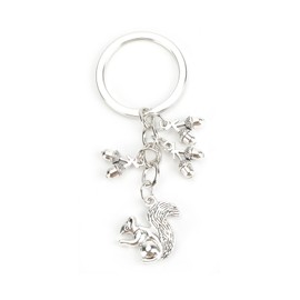 Tranbath Stainless Steel Keyring Cute Squirrel and Acorn Pendant, Gifts for Women, Gifts for Girlfriend, Small Gifts for Women, Gift for Mum, Birthday Gift, silver