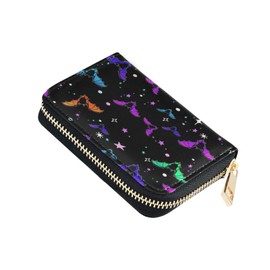 RYQAO Goth Psychedelic Galaxy Credit Card Holder for Women Rfid Blocking Faux Leather Card Wallet Small Wallets With 9 Card Slots